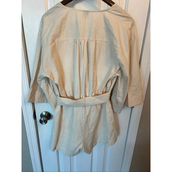 SHEIN 100% Cotton jump romper suit size M tan or ivory color flared sleeves - Picture 3 of 7